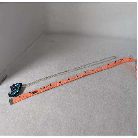 Dichroic fused glass pendant/pin Abstract design handmade 25" pendant to clasp - Picture 6 of 6